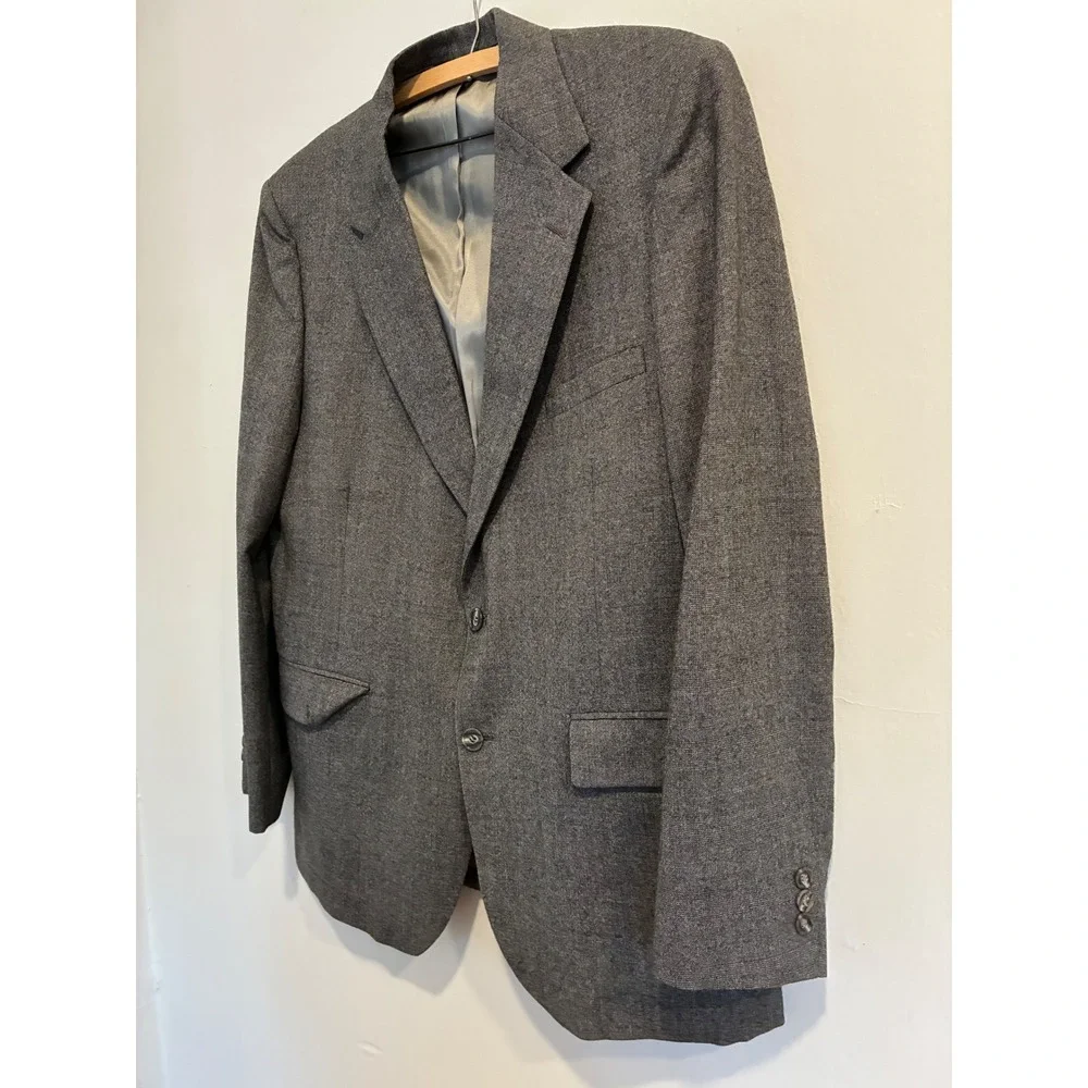 Vintage Johnny Carson Man In Wool Gray‎ Blazer Jacket, 100% Pure Wool Size 42R